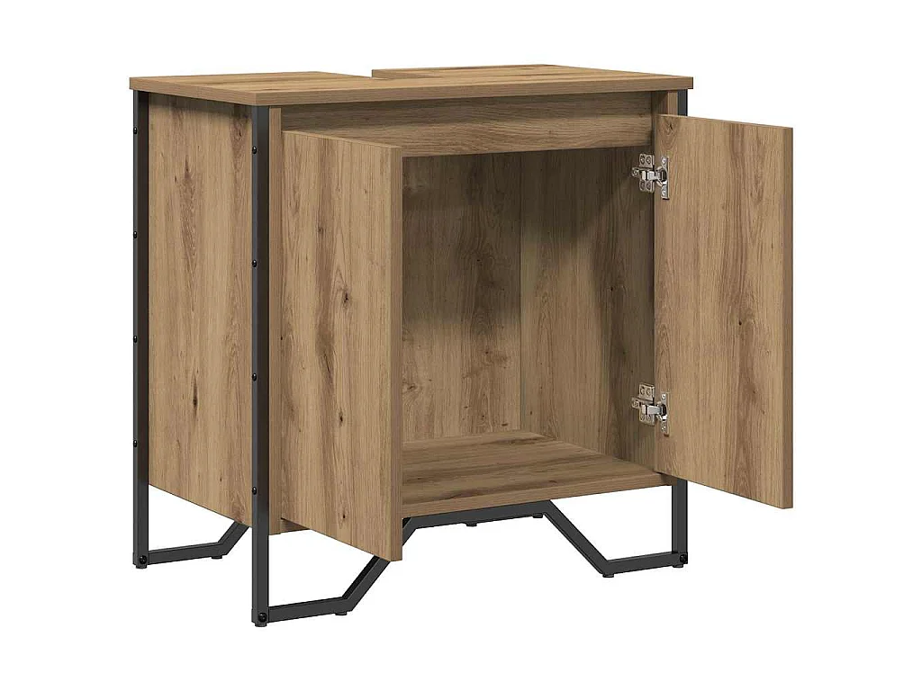 Gabinete de Lavabo para Baño Roble artesanal 60 x 35 x 60 cm