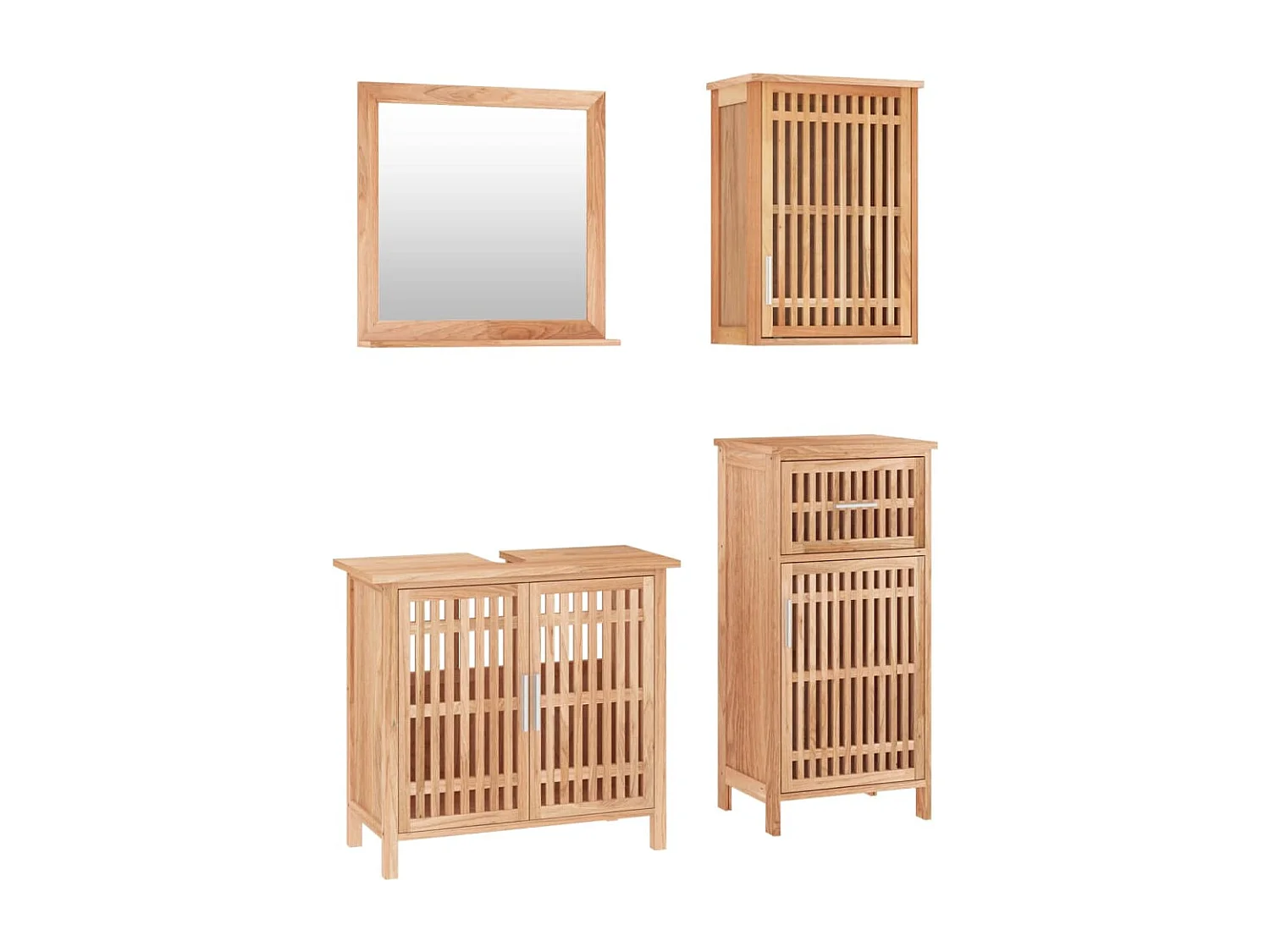 4 pcs conjunto de móveis p/ casa de banho nogueira maciça