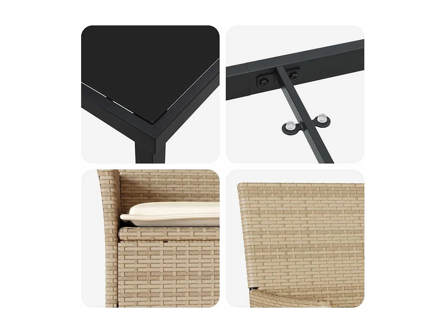 Ensemble de salle à manger pour jardin 7 pcs Beige polyrotin