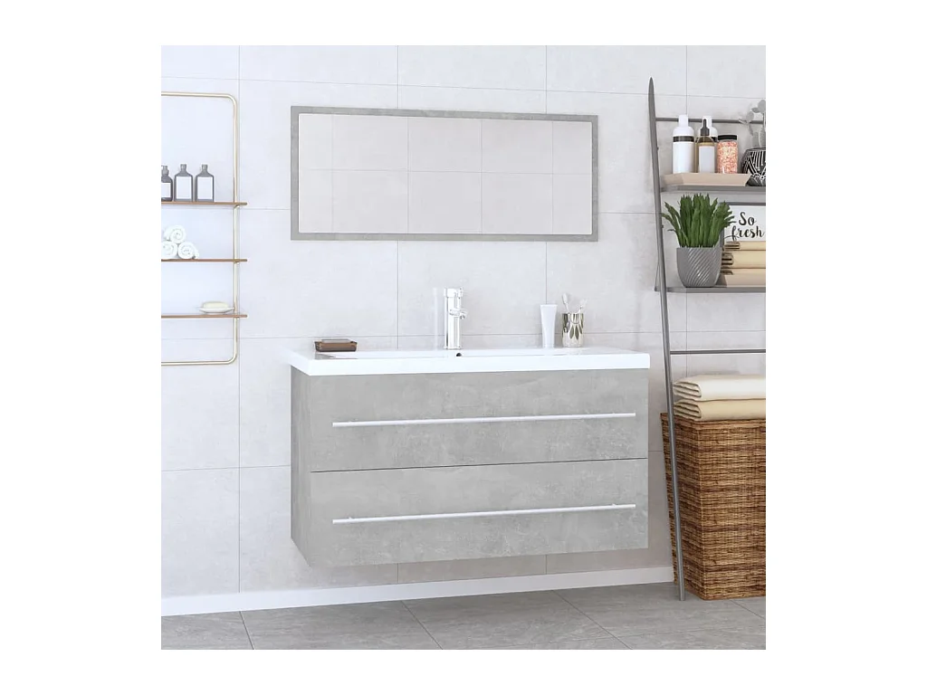 Ensemble de meubles de salle de bain 3 pcs Gris béton