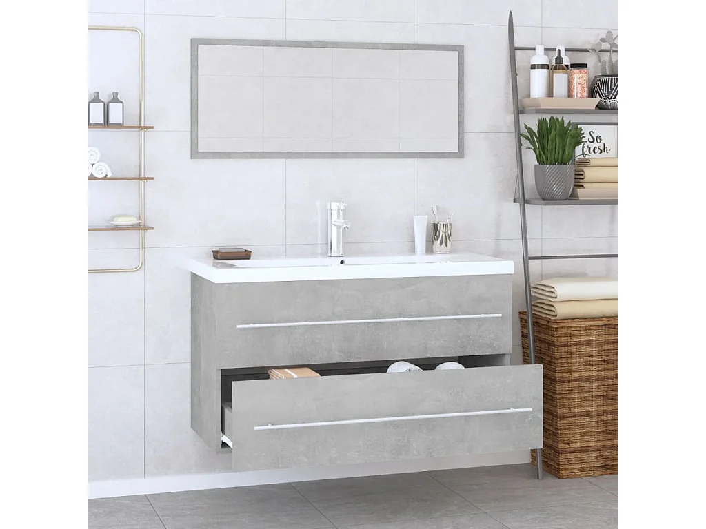 Ensemble de meubles de salle de bain 3 pcs Gris béton