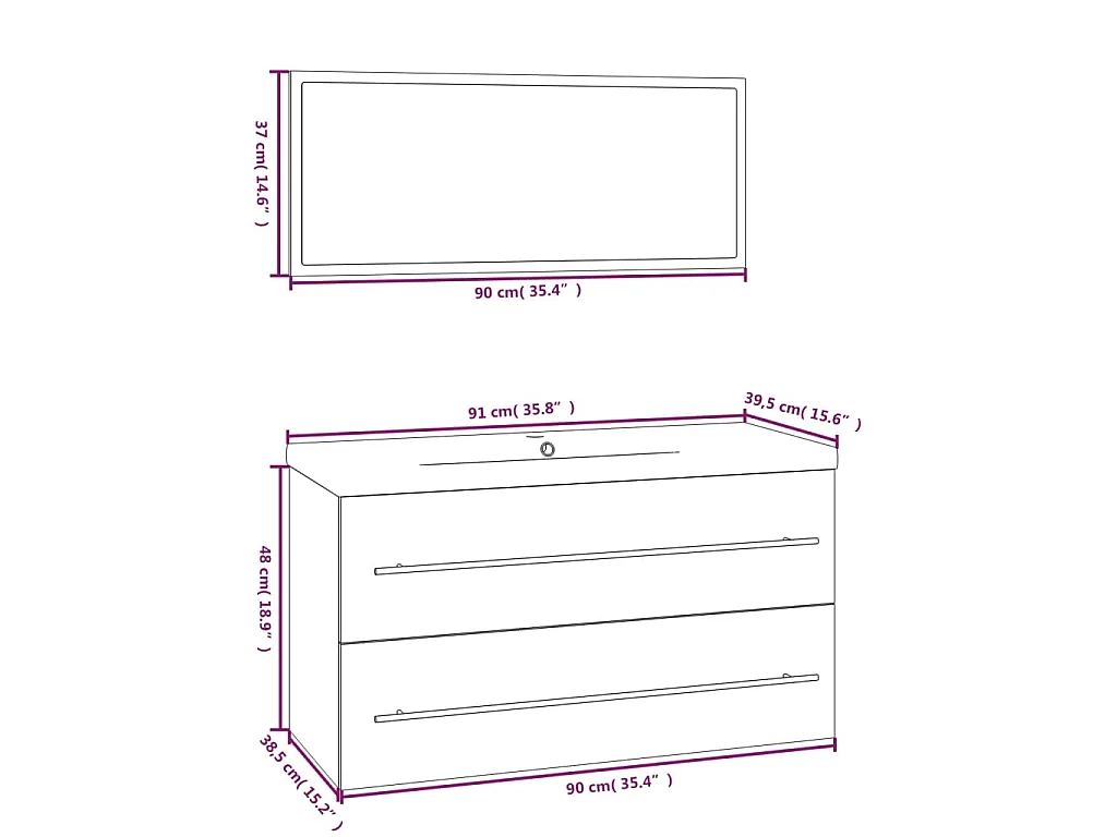 3-tlg. Badmöbel-Set Betongrau