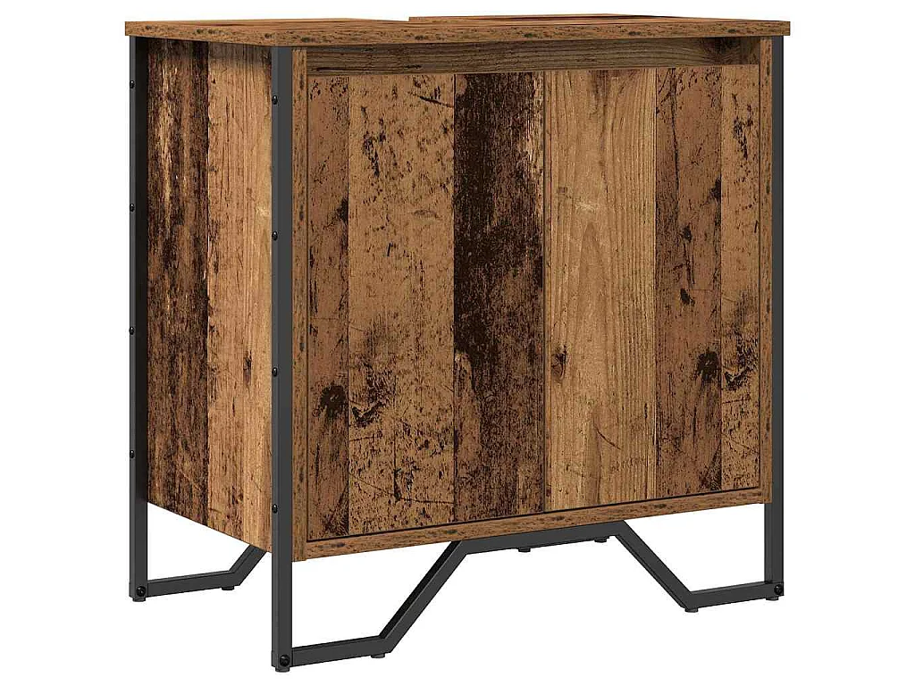 Meuble de Lavabo de Salle de Bain Bois Ancien 60 x 35 x 60 cm