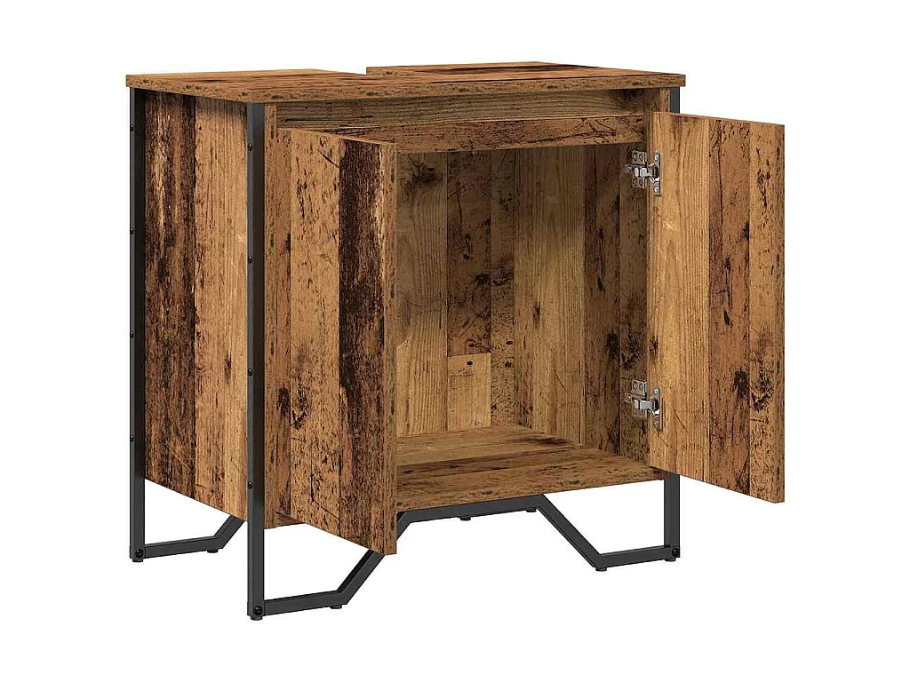 Meuble de Lavabo de Salle de Bain Bois Ancien 60 x 35 x 60 cm