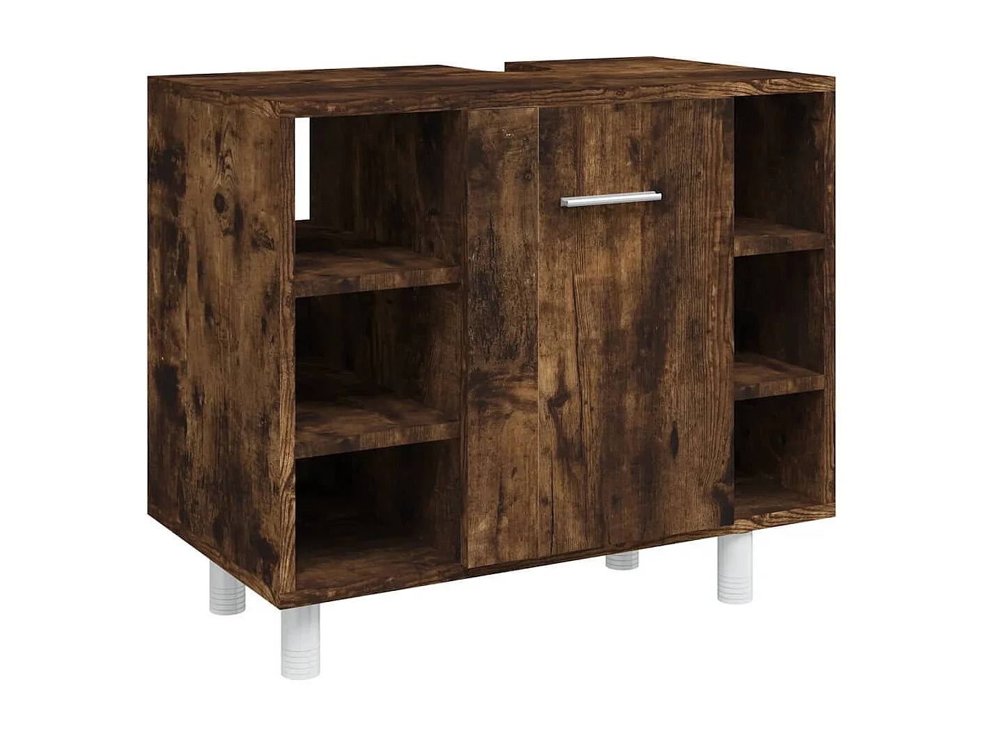 Set Mobili da Bagno 4 pz Rovere Fumo in Legno Multistrato