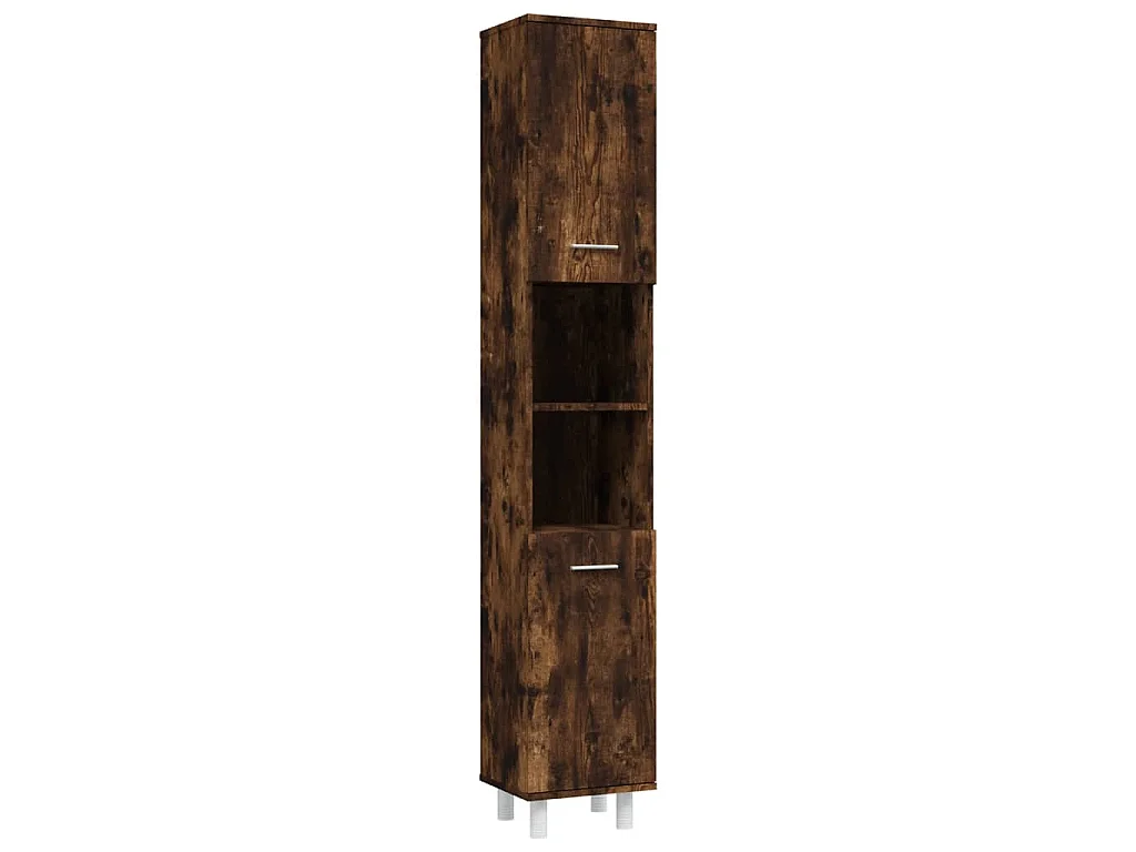 Set Mobili da Bagno 4 pz Rovere Fumo in Legno Multistrato