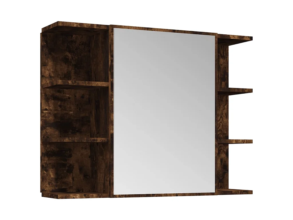 Set Mobili da Bagno 4 pz Rovere Fumo in Legno Multistrato