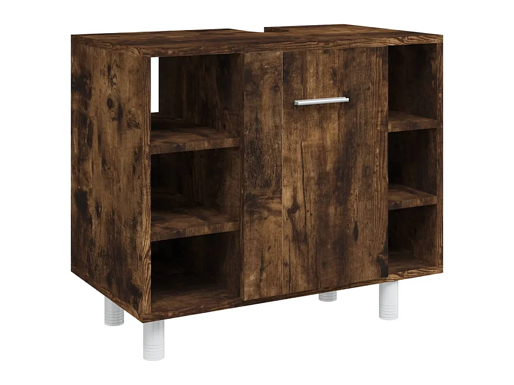 Set Mobili da Bagno 4 pz Rovere Fumo in Legno Multistrato