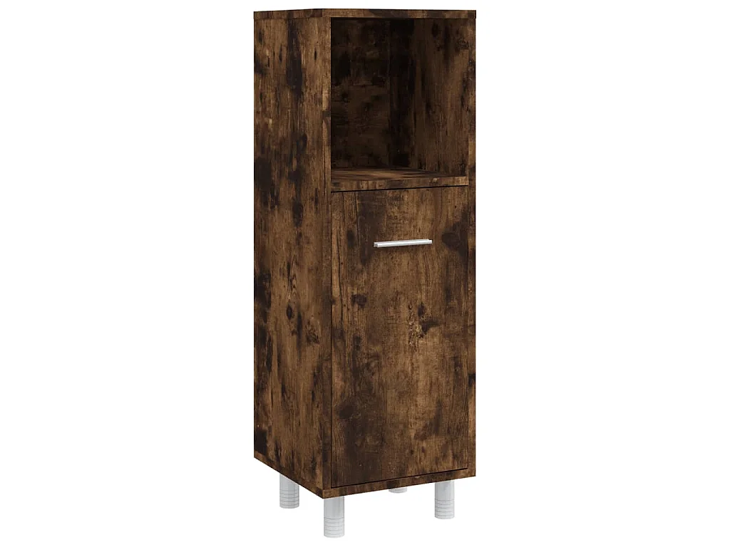 Set Mobili da Bagno 4 pz Rovere Fumo in Legno Multistrato