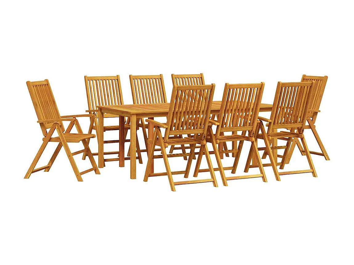 Ensemble de salle à manger pour jardin 9 pcs Marron