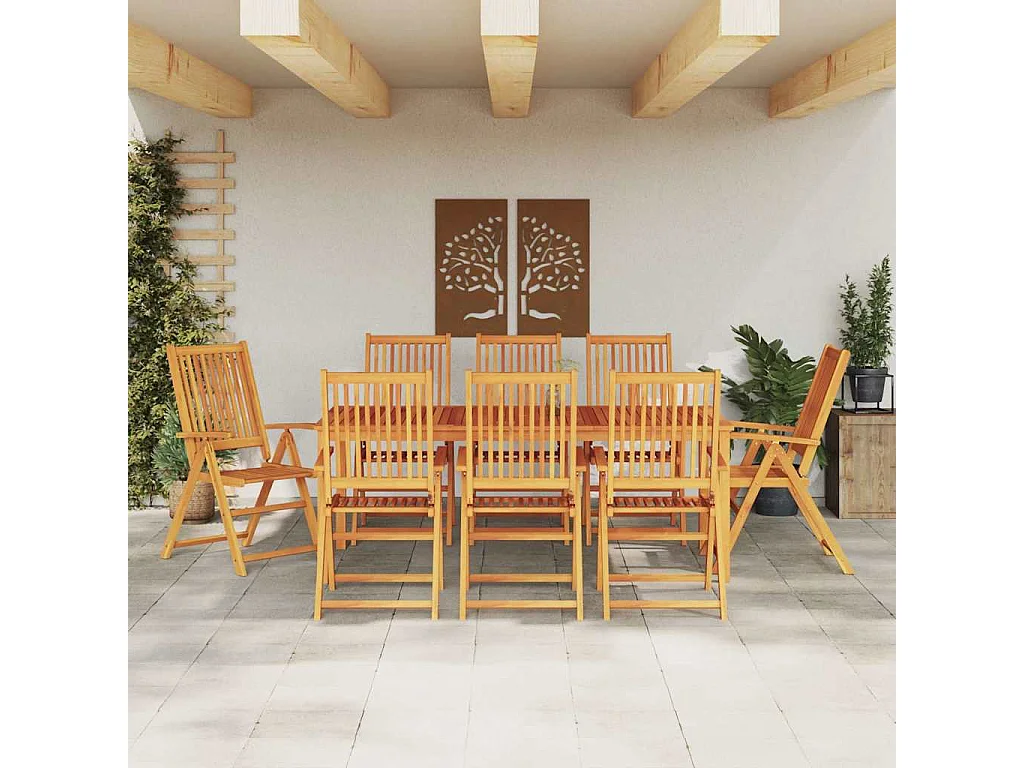 Tuin eettafelset 9 pcs Bruin Massief Acaciahout