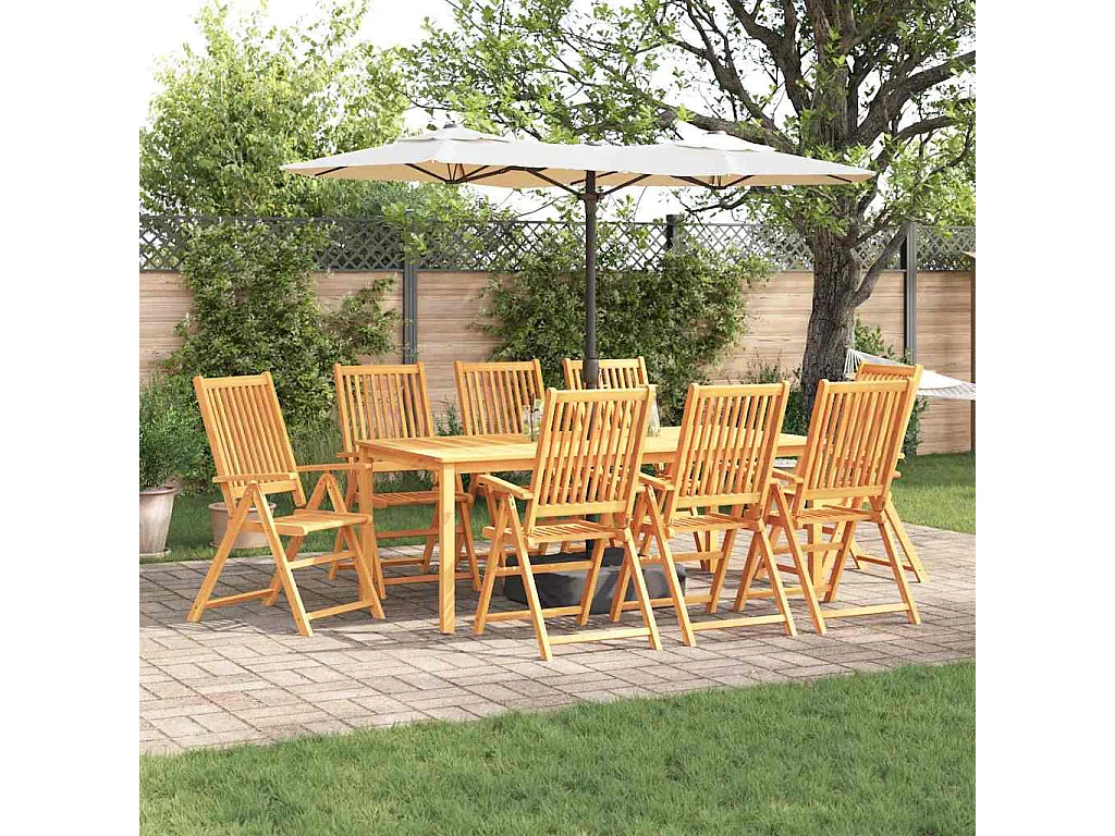Tuin eettafelset Opvouwbaar 9 pcs Bruin Massief Acaciahout