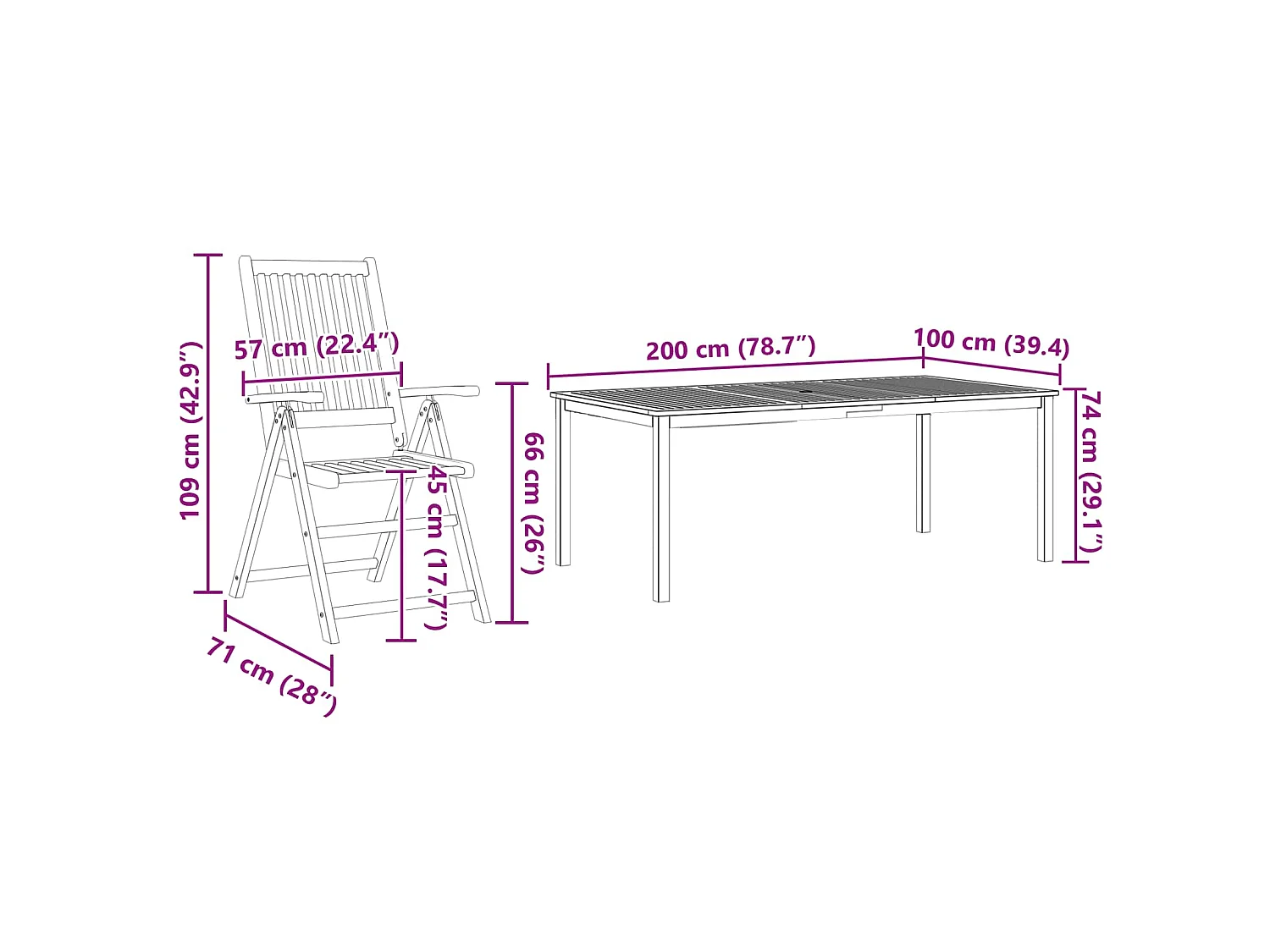 Tuin eettafelset Opvouwbaar 9 pcs Bruin Massief Acaciahout