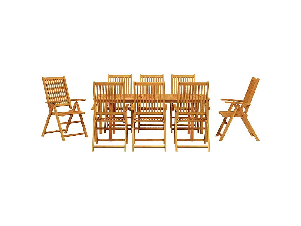 Tuin eettafelset Opvouwbaar 9 pcs Bruin Massief Acaciahout