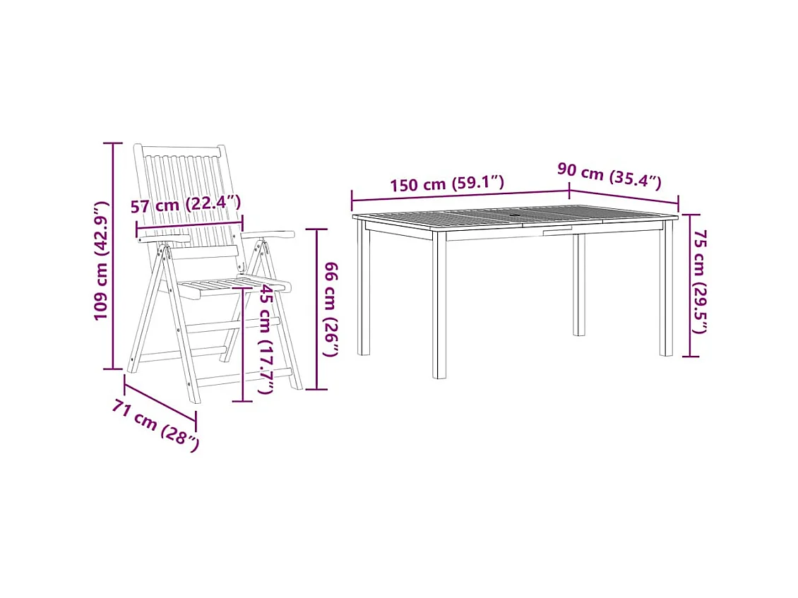 Garten Essgruppe 5 pcs Braun Akazie Massivholz