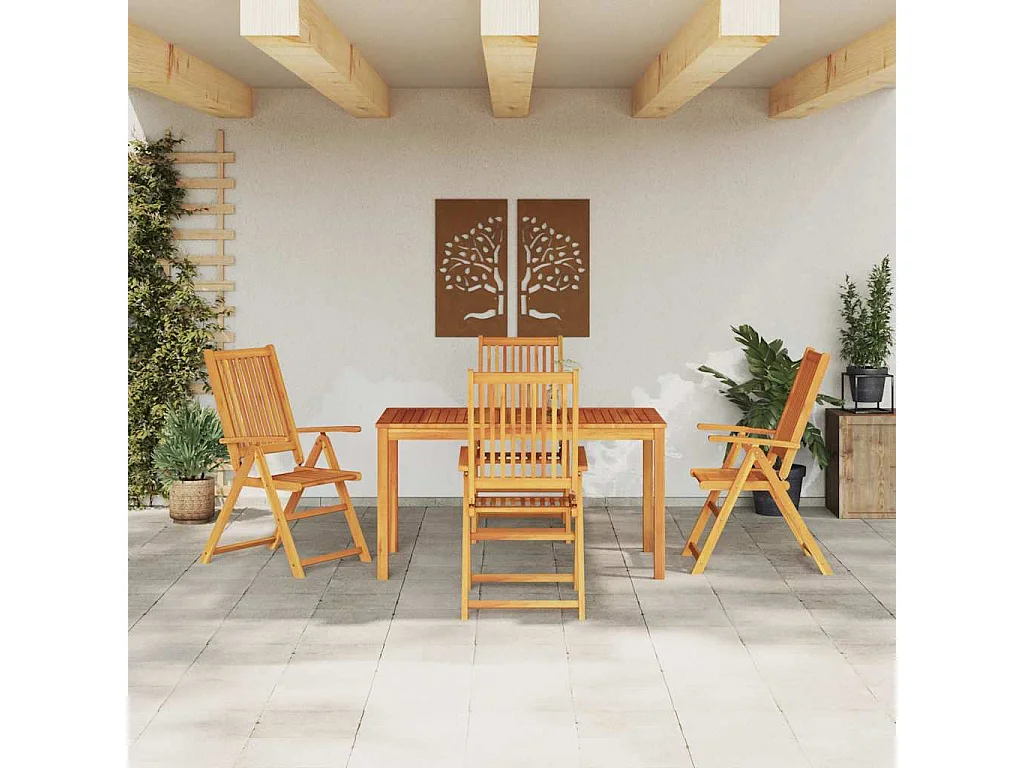 Ensemble de salle à manger pour jardin 5 pcs Marron