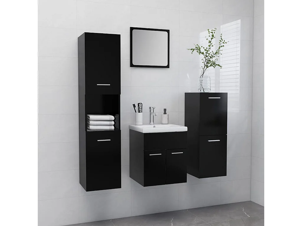 Ensemble de meubles de salle de bain Noir Aggloméré