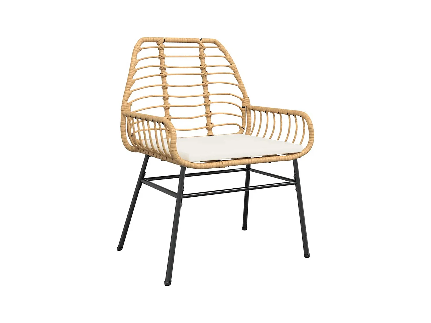 Ensemble à manger jardin coussins 5pcs marron poly rotin verre