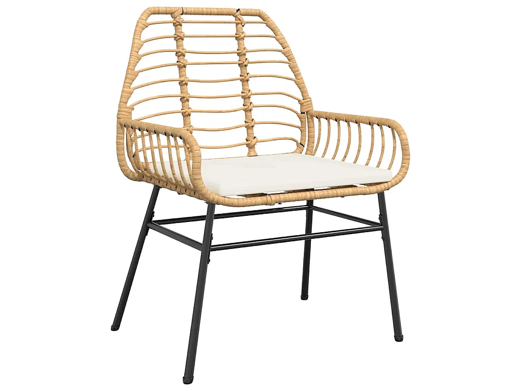 Ensemble à manger jardin coussins 5pcs marron poly rotin verre