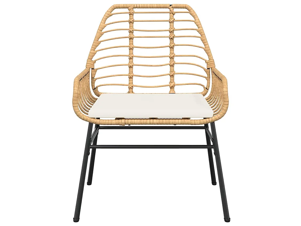 Ensemble à manger jardin coussins 5pcs marron poly rotin verre