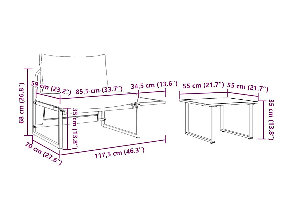 Ensemble de canapé de jardin 2 pcs Anthracite Acier