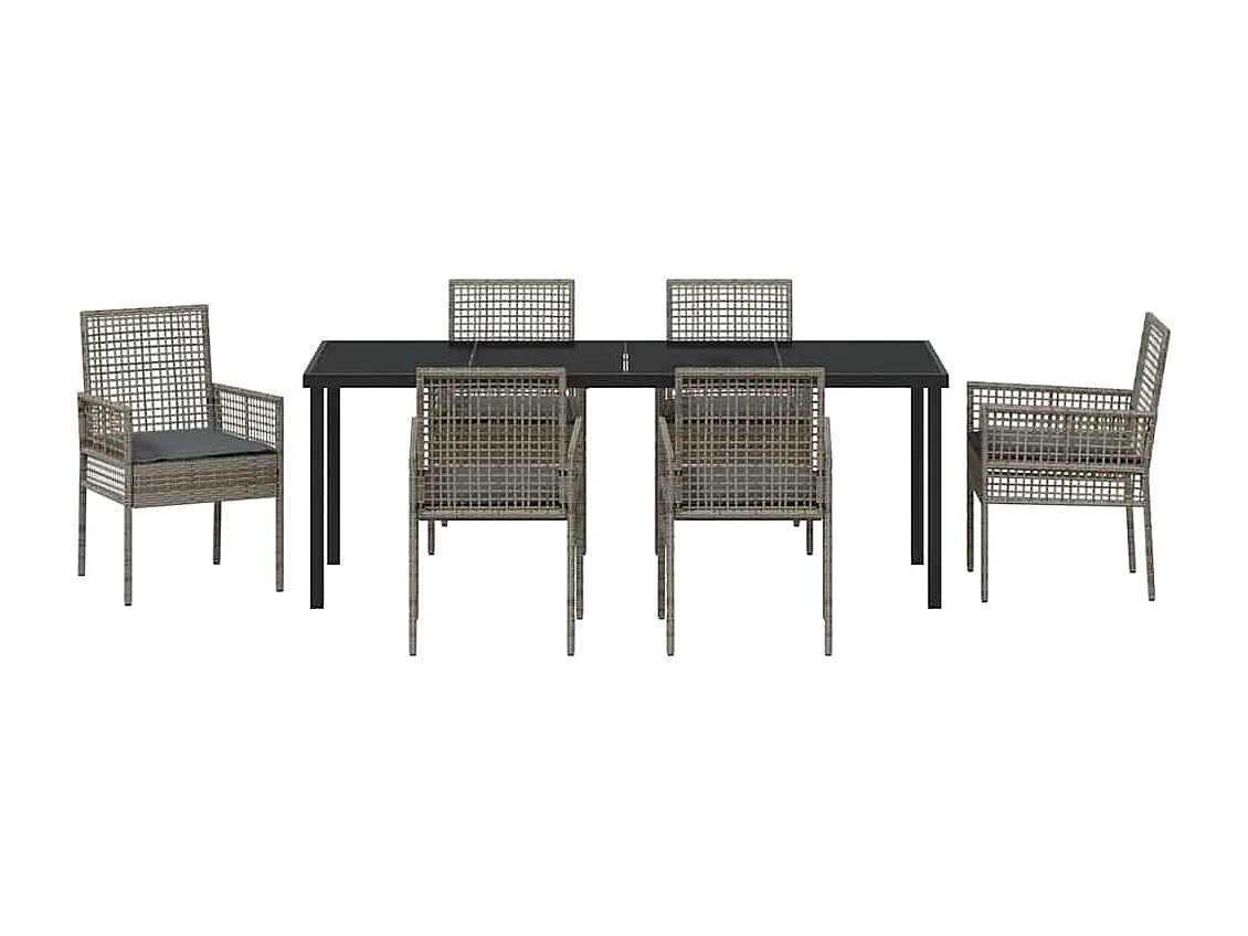 Conjunto de Comedor de Jardín 7 pcs Gris ratán sintético