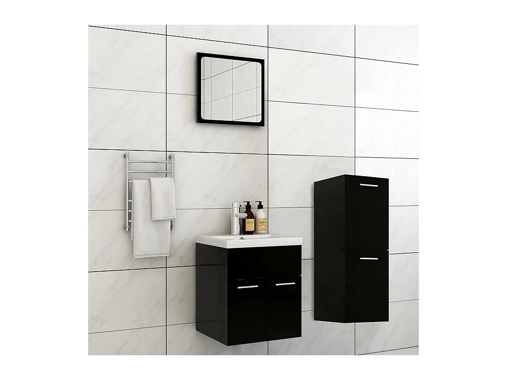 Ensemble de meubles de salle de bain Noir Aggloméré