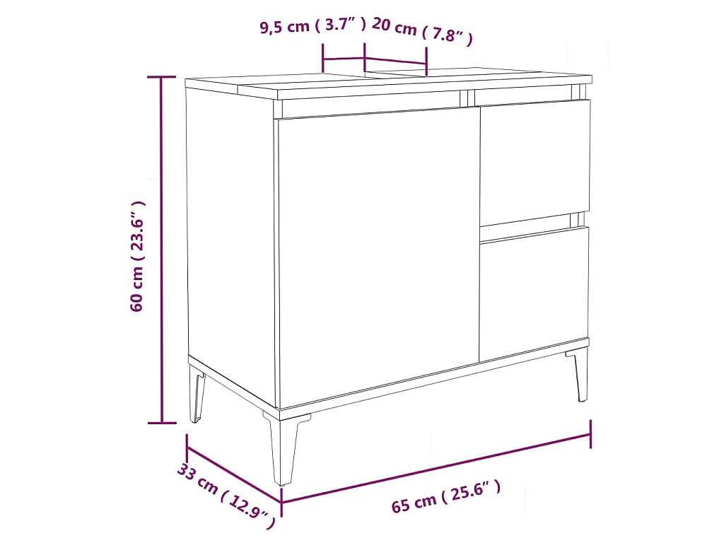 3-tlg. Badmöbel-Set Weiß Holzwerkstoff