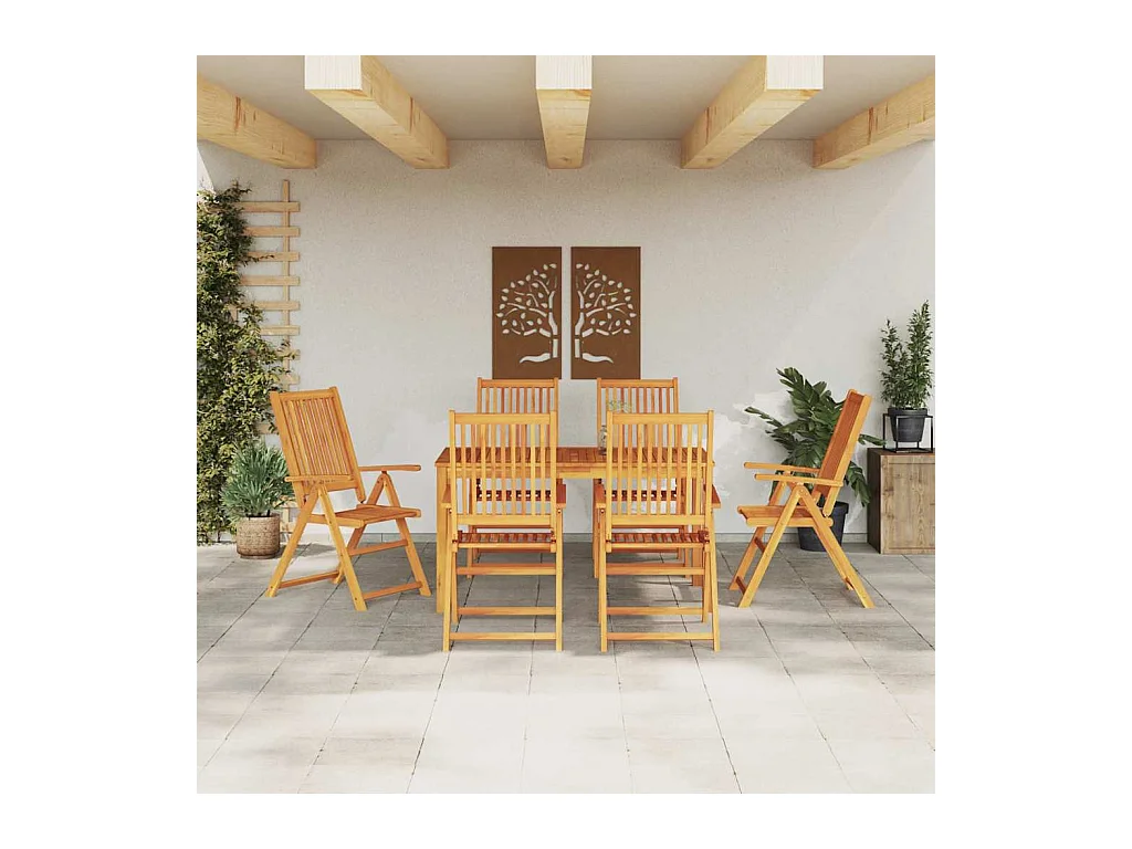 Garten Essgruppe 7 pcs Braun Akazie Massivholz