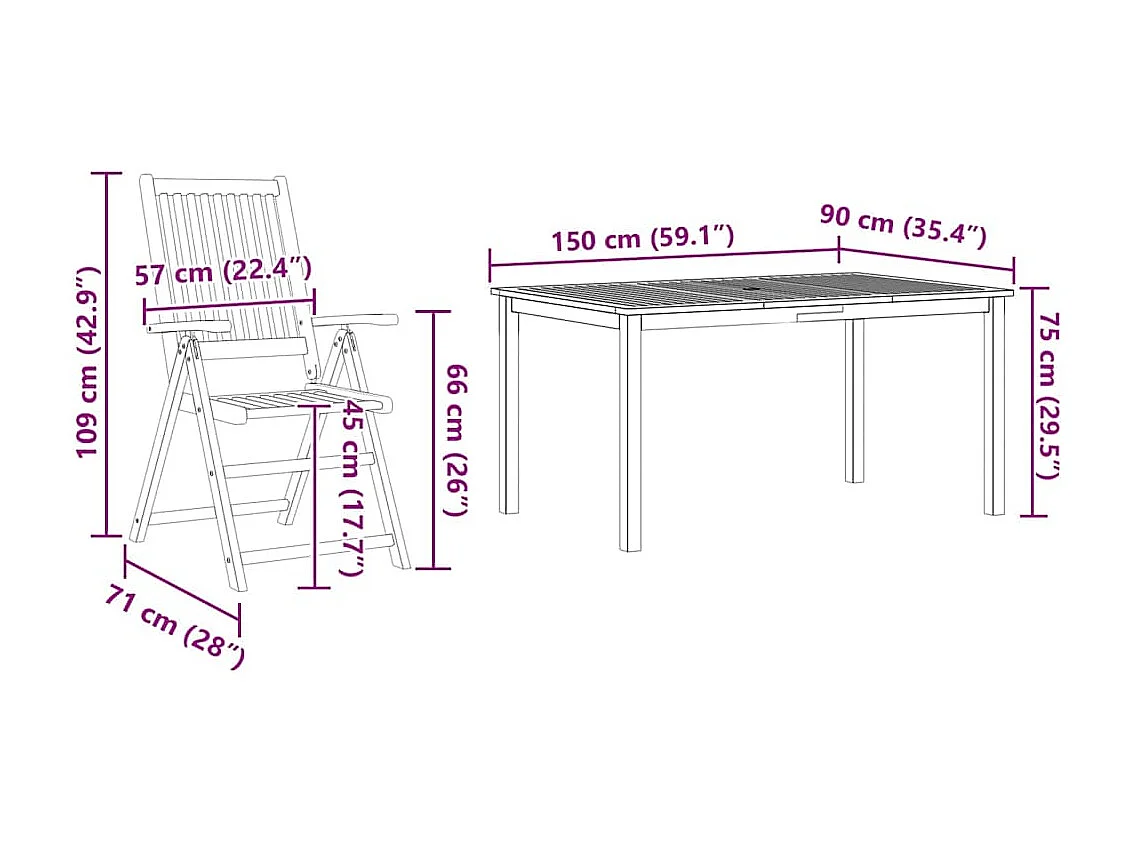 Garten Essgruppe 7 pcs Braun Massivholz Akazie