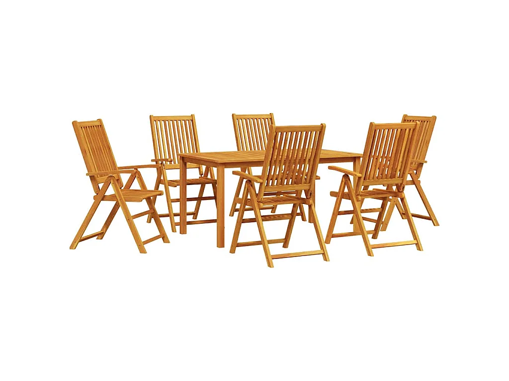 Garten Essgruppe Faltbar 7 pcs Braun Massivholz Akazie