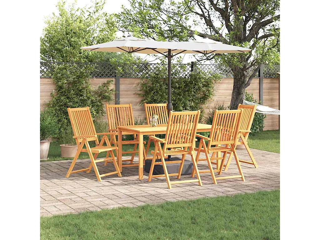 Garten Essgruppe Faltbar 7 pcs Braun Massivholz Akazie