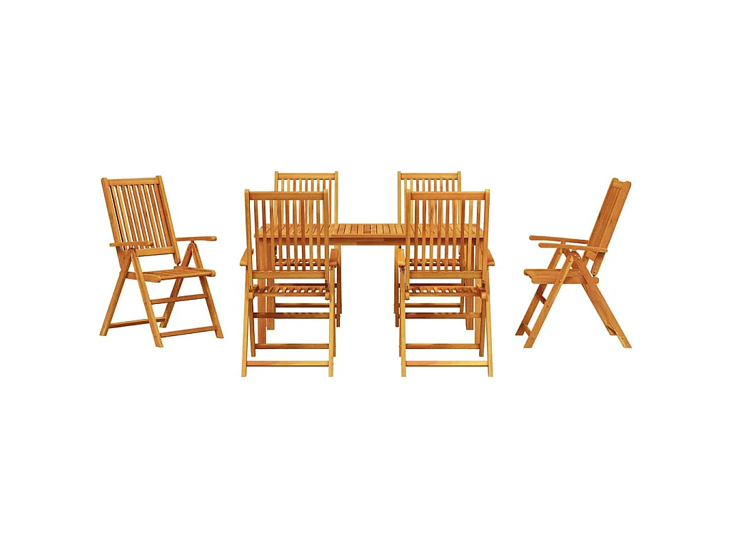 Garten Essgruppe Faltbar 7 pcs Braun Massivholz Akazie