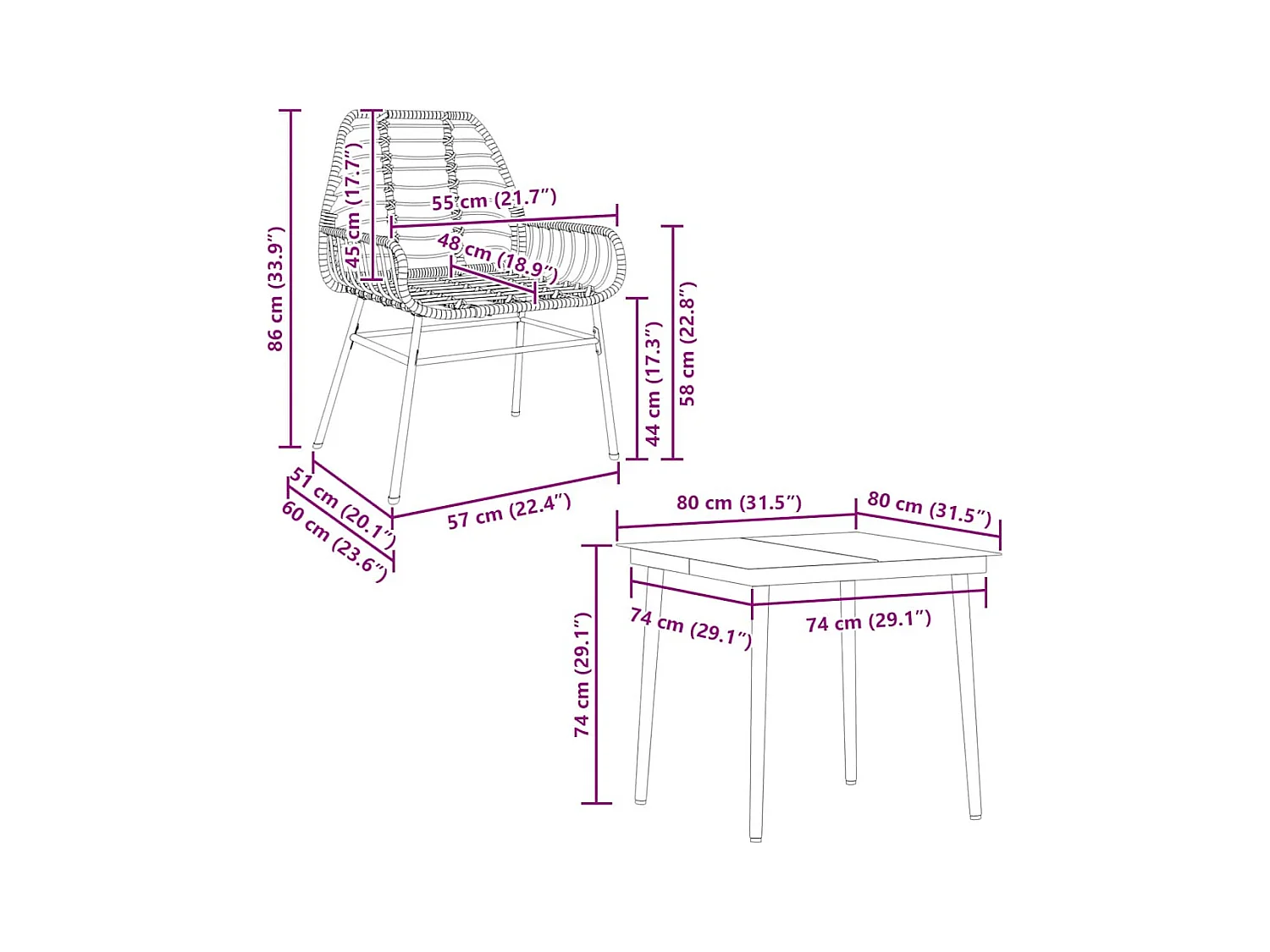 Set Mobili da Pranzo per Giardino 3 pz Nero Polyrattan Vetro