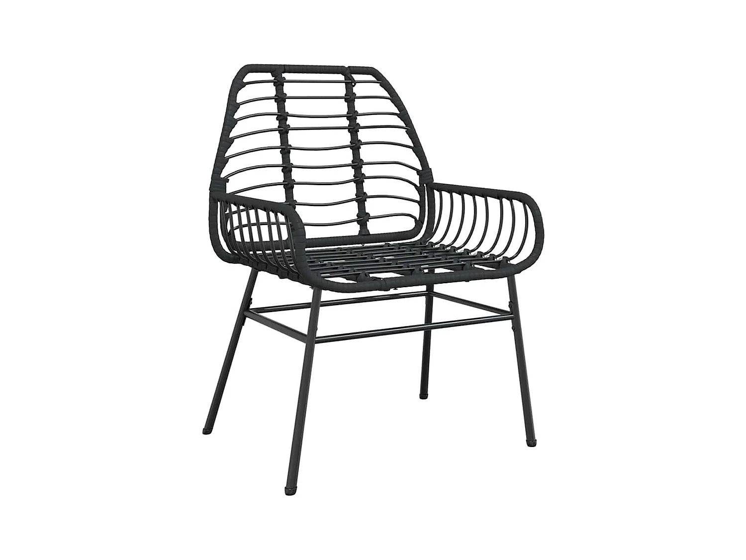 Set Mobili da Pranzo per Giardino 3 pz Nero Polyrattan Vetro