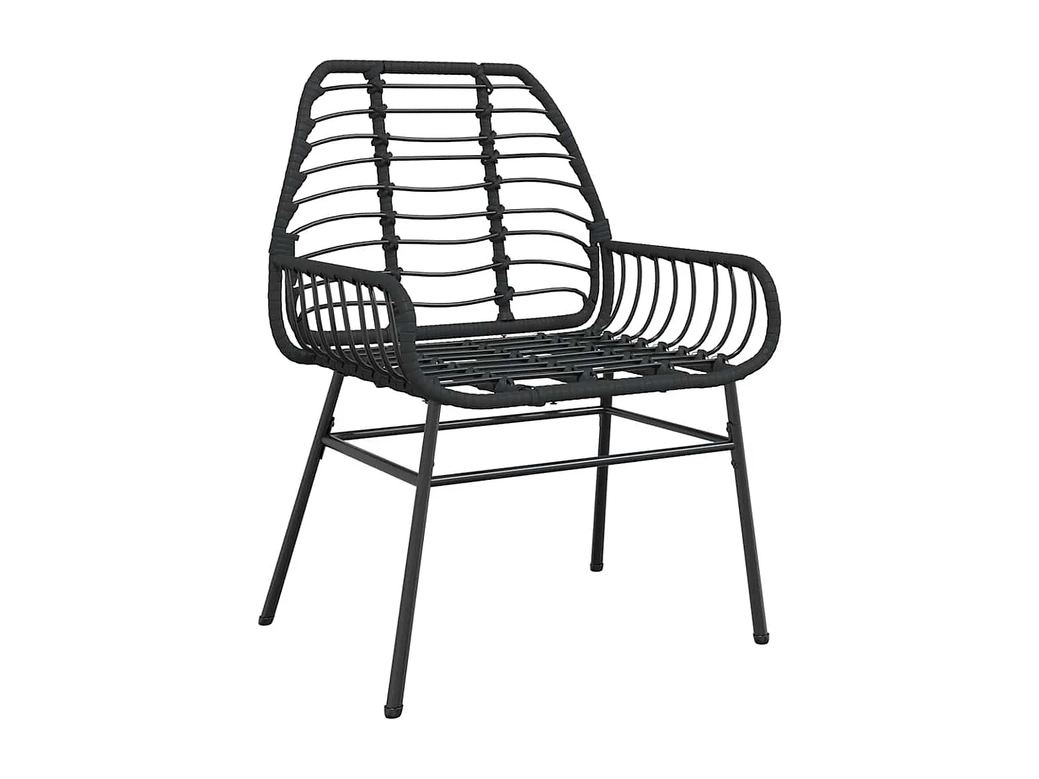 3 pcs conjunto de jantar para jardim vime PE vidro preto