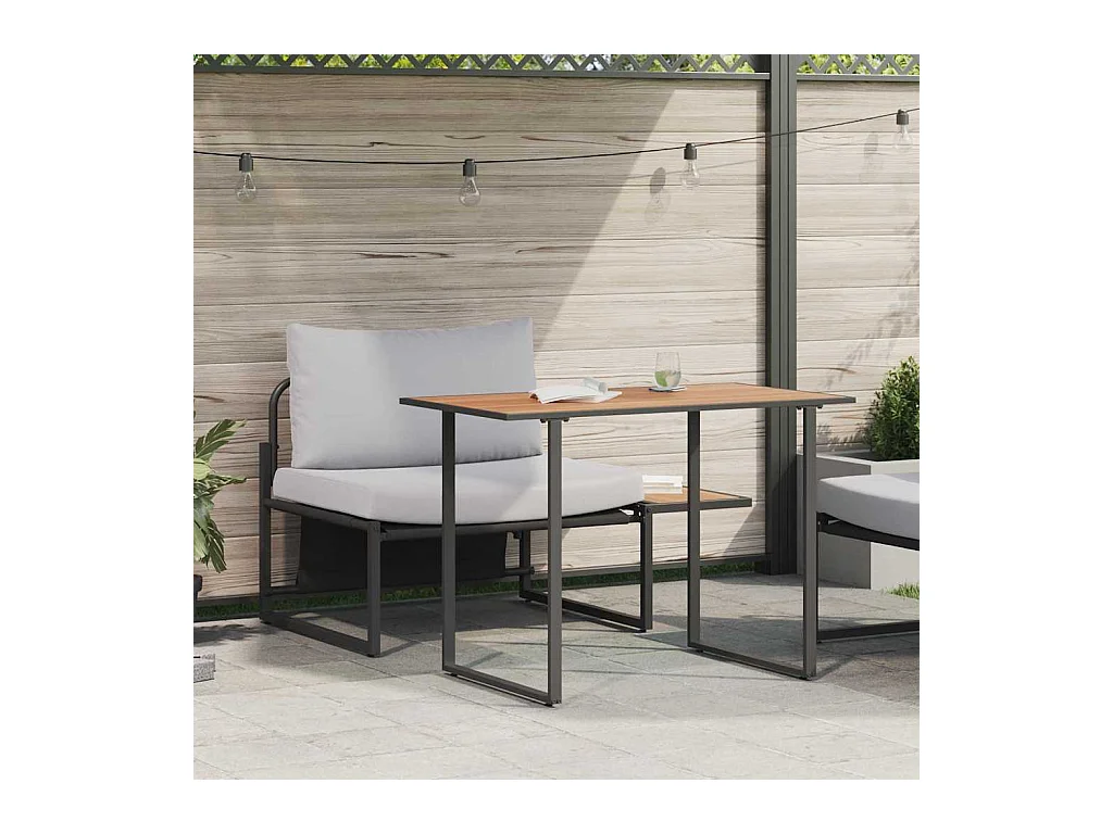 Ensemble de salle à manger pour jardin 2 pcs Gris clair Acier