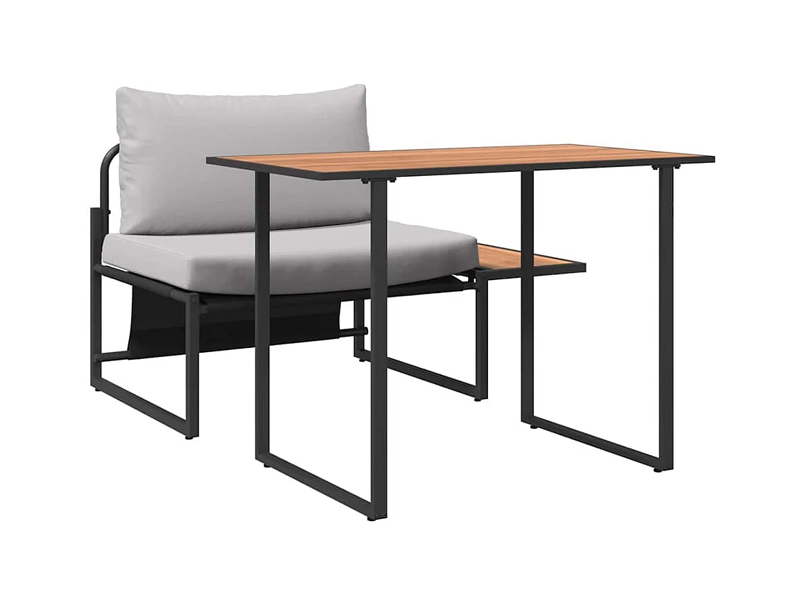 Ensemble de salle à manger pour jardin 2 pcs Gris clair Acier