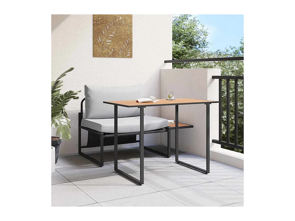 Ensemble de salle à manger pour jardin 2 pcs Gris clair Acier
