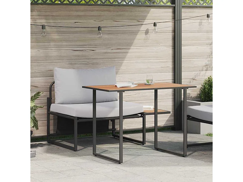 Ensemble de salle à manger pour jardin 2 pcs Gris clair Acier