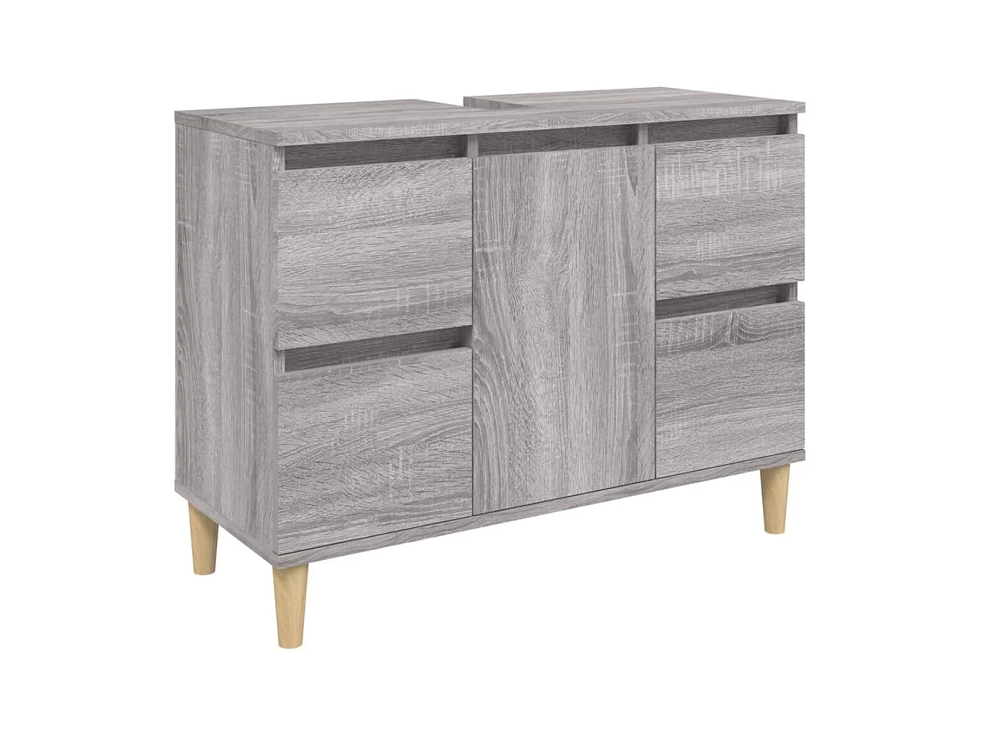 Ensemble de meubles de salle de bain 3 pcs Sonoma gris