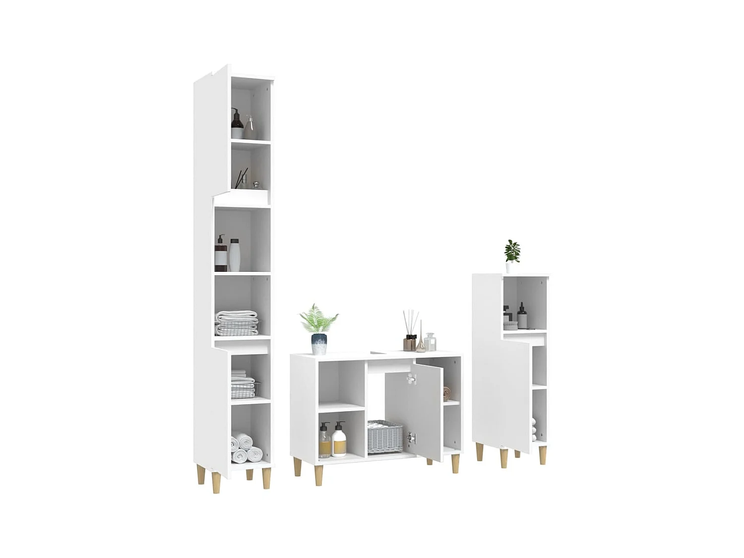 Ensemble de meubles salle de bain 3 pcs blanc bois d'ingénierie