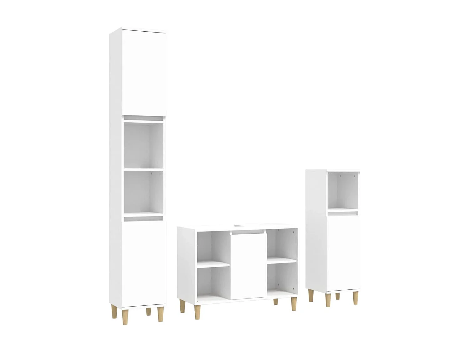 Ensemble de meubles salle de bain 3 pcs blanc bois d'ingénierie