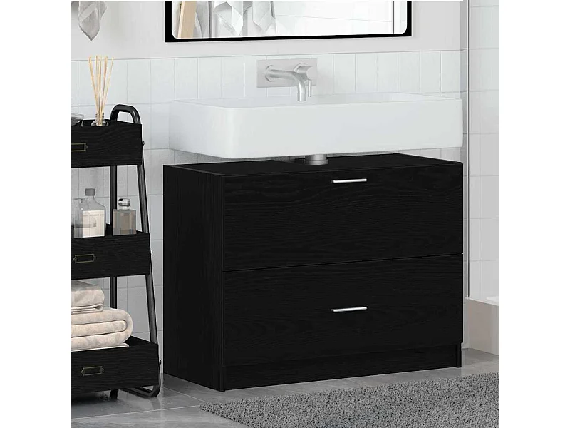 Meuble Sous Évier Chêne noir 78 x 37 x 59 cm Bois d'ingénierie