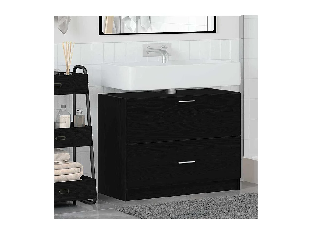 Meuble Sous Évier Chêne noir 78 x 37 x 59 cm Bois d'ingénierie