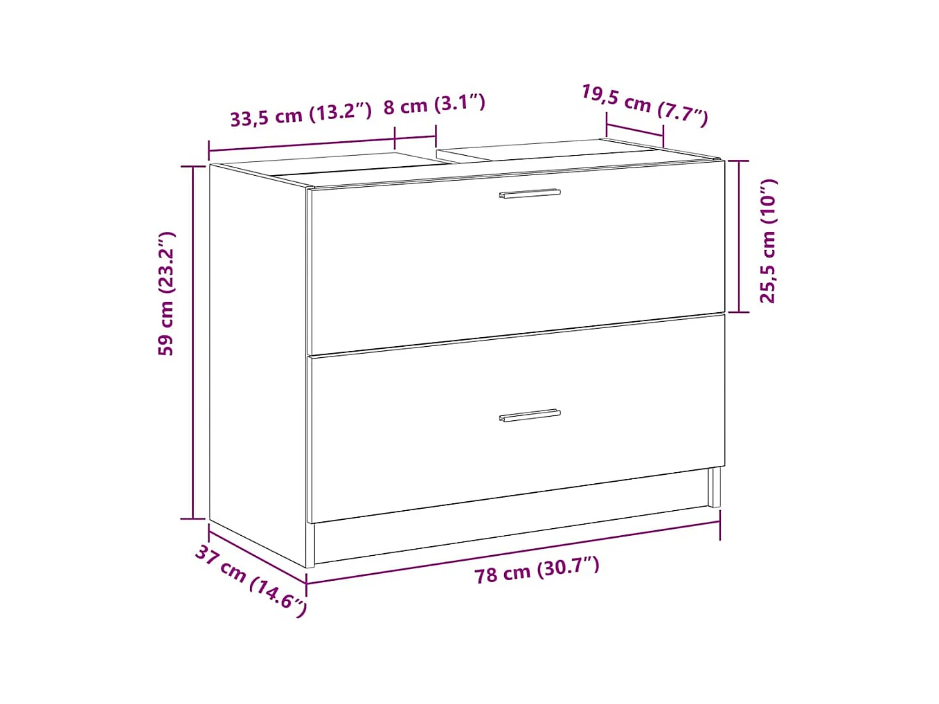Meuble Sous Évier Chêne noir 78 x 37 x 59 cm Bois d'ingénierie