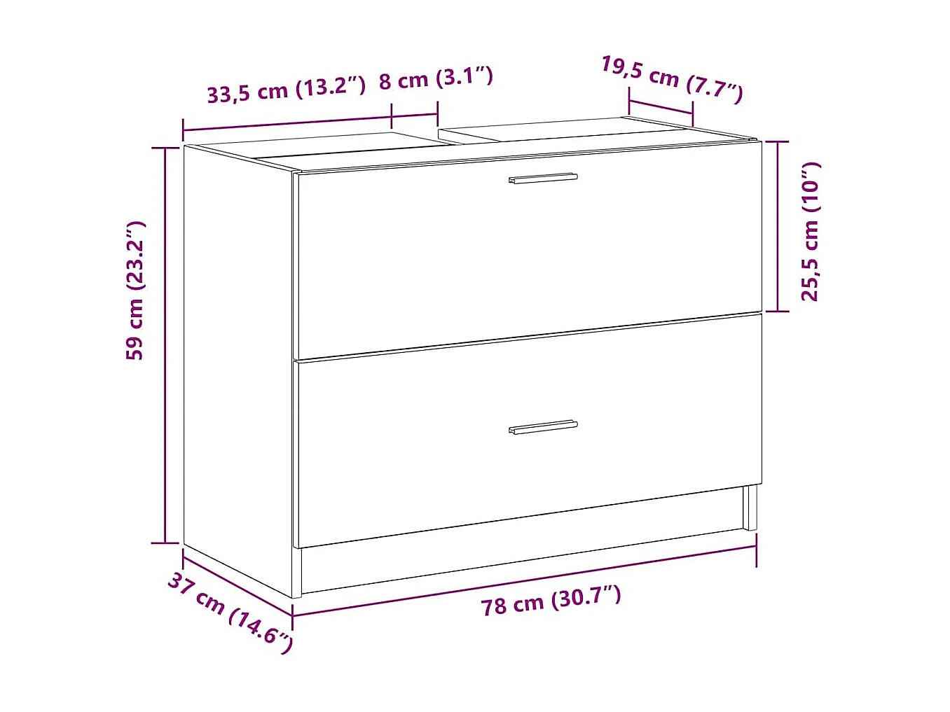 Mobile da Bagno Rovere Nero 78 x 37 x 59 cm Legno multistrato