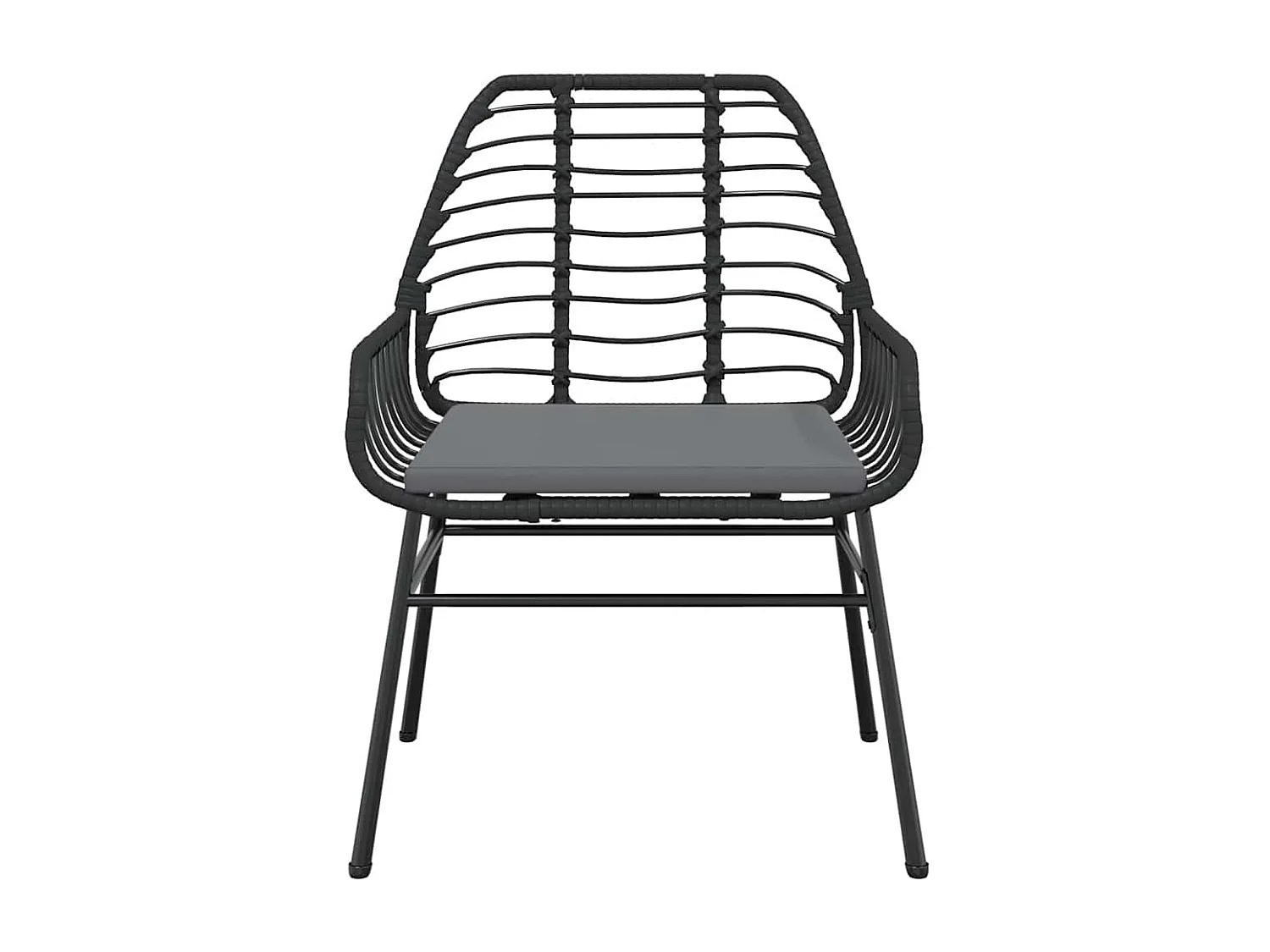 5-tlg. Garten-Essgruppe mit Kissen Schwarz Poly Rattan Glas