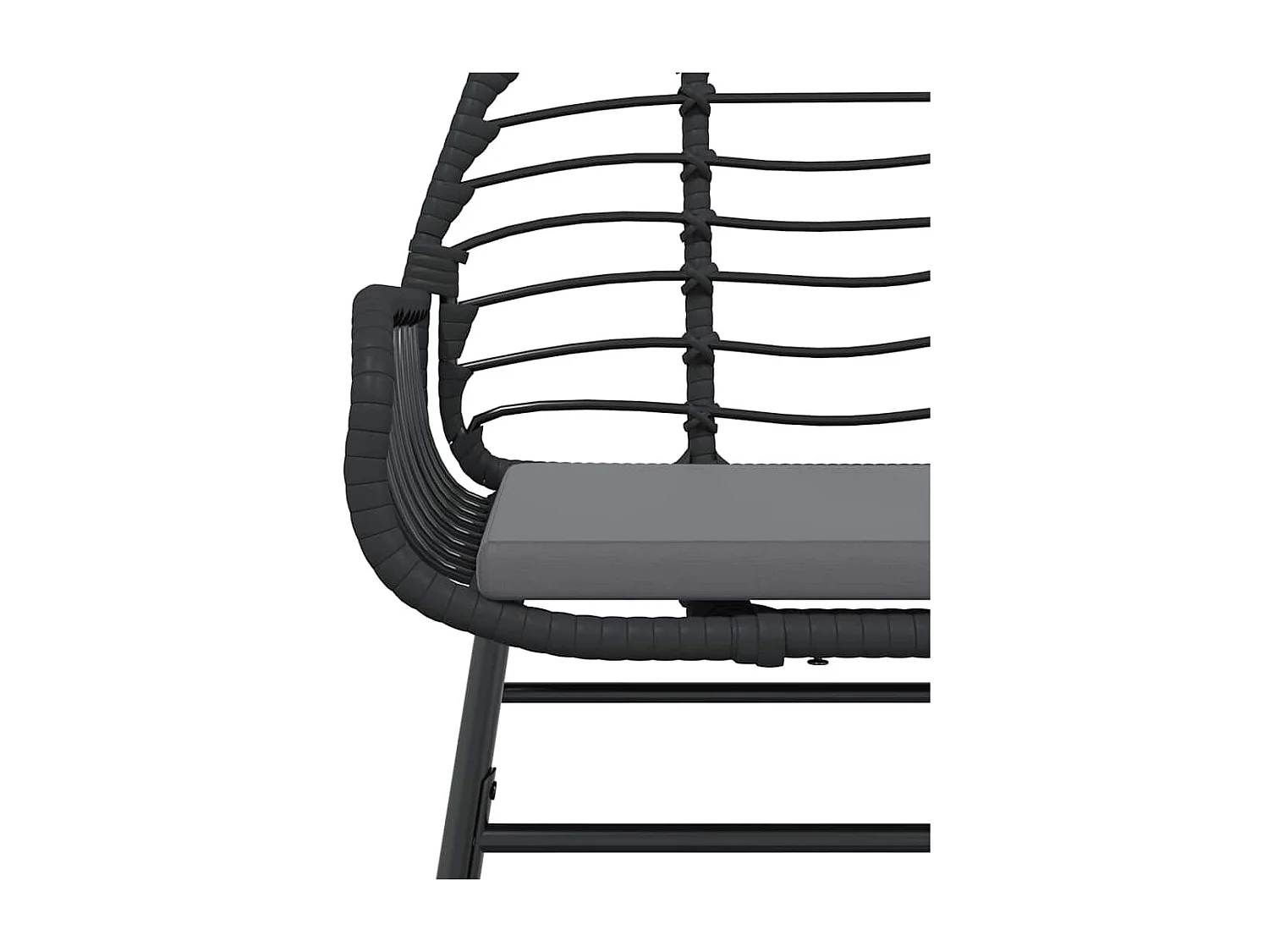 5-tlg. Garten-Essgruppe mit Kissen Schwarz Poly Rattan Glas