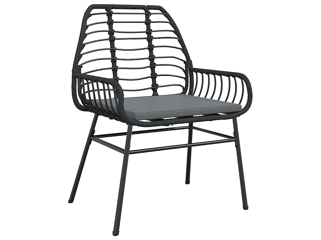 Conjunto de jantar jardim 5 peças almofadas vidro vime PE preto